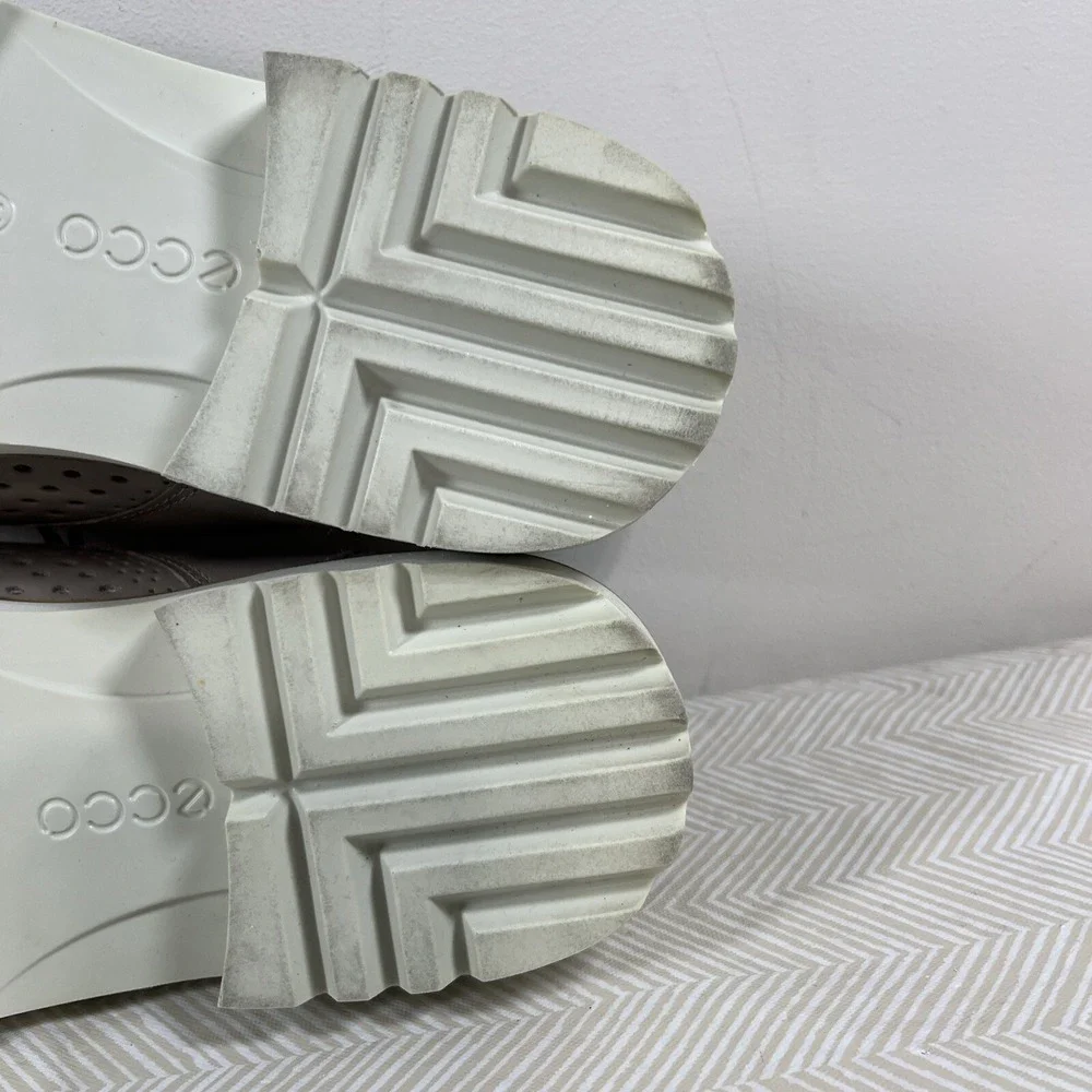 Ecco Women's Incide Tailored Perforated Tie Oxford Leather Shoes Sz 8 Grey Rose‎